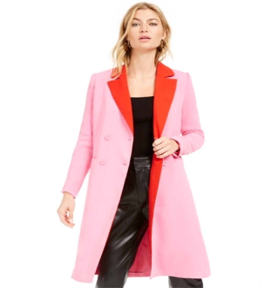 Bar III Women's Double-Breasted Duster Jacket  Pink Size Large