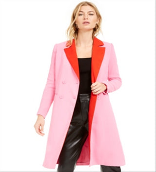 Bar III Women's Double-Breasted Duster Jacket  Pink Size Large