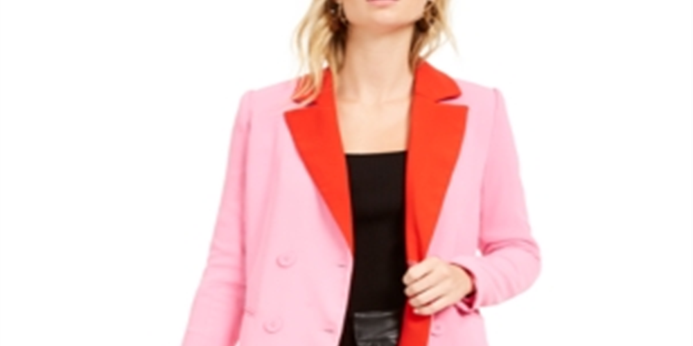 Bar III Women's Double-Breasted Duster Jacket  Pink Size Large