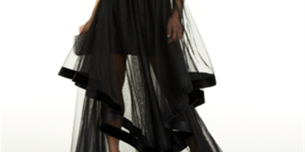 Blondie Nites Juniors' Velvet-Piped Mesh Gown Black Size 1