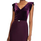 Ralph Lauren Women's Velvet Short Sleeve V Neck Full Length Fit Flare Formal Dress Purple Size 18
