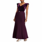 Ralph Lauren Women's Velvet Short Sleeve V Neck Full Length Fit Flare Formal Dress Purple Size 18