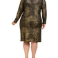 INC Women's Plus Snake Print Metallic Wrap Dress Gold -Black  Size 3X