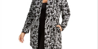 Alfani Women's Jacquard Open Front Jacket Black Size 0X