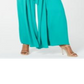 AVEC LES FILLES Women's  Tie Zippered Slit-leg Spaghetti Strap V Neck Wide Leg Party Jumpsuit Green Size 8