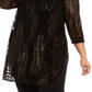 Alfani Women's Plus Size Flocked Metallic Tun Black Stone Scrolls 0X