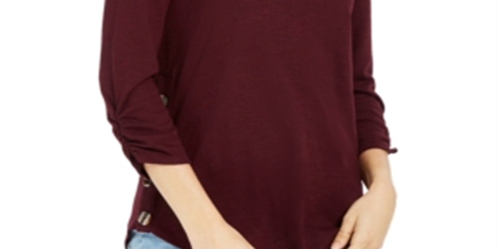 A. Byer Junior's Long Sleeve Side-Button Top Raisin Size Large