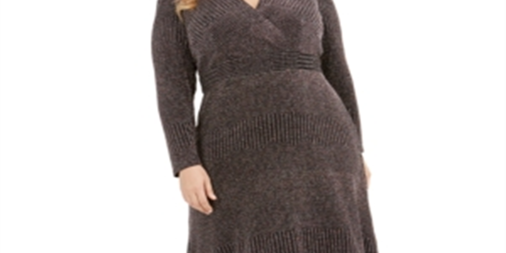 R&M Richards Women's Shimmer Midi Dress, Metallic, Size 18W