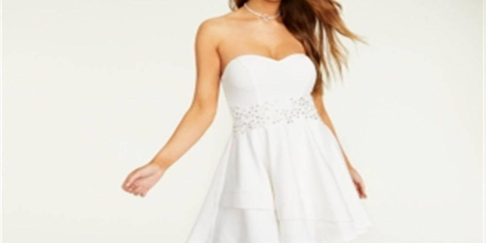 B Darlin Women's  Short Party Fit Flare Dress Juniors  White Size 13/14