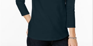 Charter Club Women's Pima Cotton Boat-Neck Top  Intrepid Blue Size XL