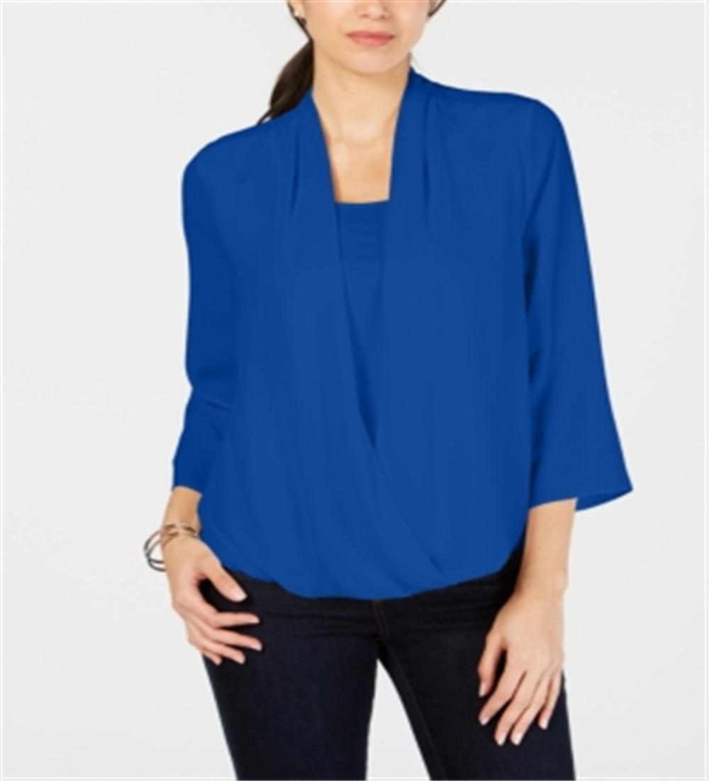 Charter Club Women's Northern Top Blue Size Petite Medium