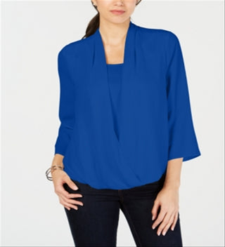 Charter Club Women's Northern Top Blue Size Petite Medium