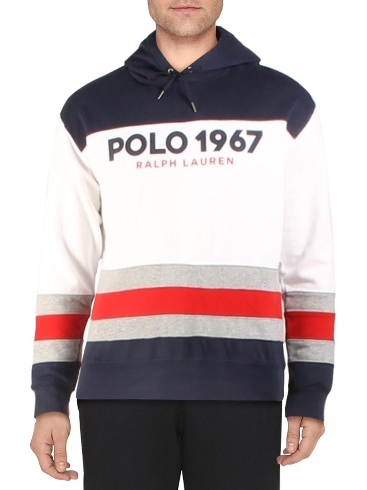Polo Ralph Lauren Men's Color-Blocked Fleece Hoodie in White Size Small