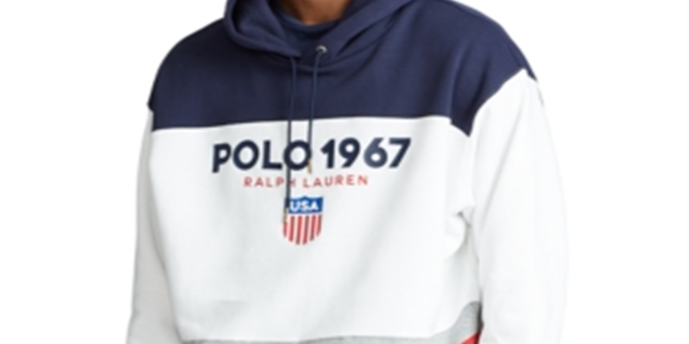 Polo Ralph Lauren Men's Color-Blocked Fleece Hoodie in White Size Small