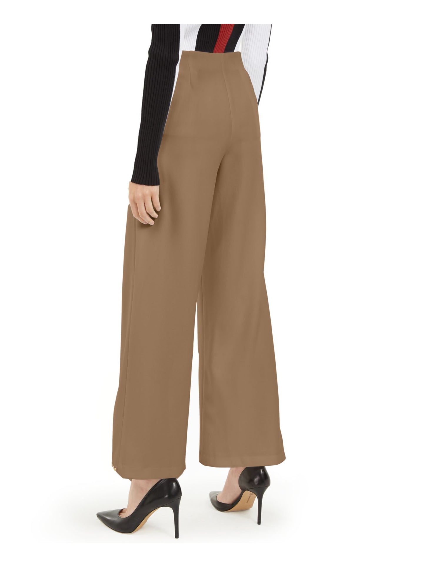 INC International Concepts Women's  Embellished Wide Leg Evening Pants Beige Size Large