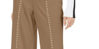 INC International Concepts Women's  Embellished Wide Leg Evening Pants Beige Size Large