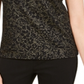 Karen Scott Women's  Glitter-Print Henley Top  Black Size XL