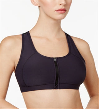 Ideology Women's Zip-up High-Impact Sports Bra  Black Size 2XL