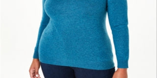 Charter Club Women's Crewneck Cashmere Sweater Blue Size 0X