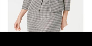 Kasper Women's Petite Printed Contrast-Trim Blazer Black Multi  Size 10 P