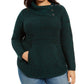 Style & Co. Women's Plus Kangaroo Pocket Button Trim Pullover Sweater Green Size 0X