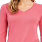 Charter Club Women's Merino Wool Button Cuff V Neck Sweater Pink Size X-Small