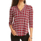 Charter Club Printed Pleat-Shoulder Top Red Size 2XL