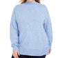 Karen Scott Women's Plus Mock Turtleneck Sweater Ribbed Trim Speckled Blue Size 1X