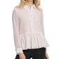 DKNY Women's  Button up Long Sleeve Collared Pink Top L