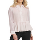 DKNY Women's  Button up Long Sleeve Collared Pink Top L