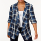 Style & Co Cotton Open-Front Plaid Completer Carefree Plaid Blue Size M