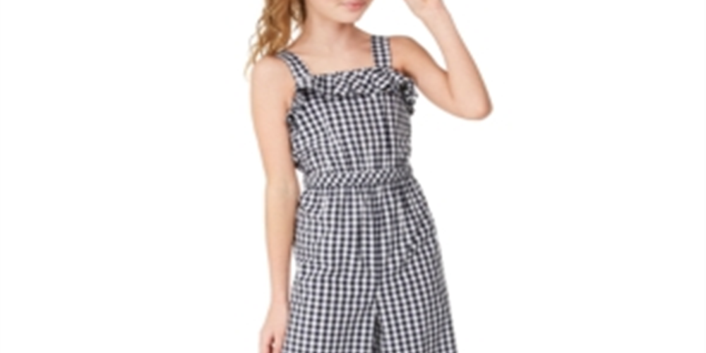 Charter Club Big Girl's Mommy & Me Gingham Jumpsuit Blue Size X-Large