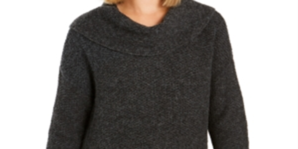 Style & CO Women's Cowl-Neck Sweater  Black Heather  Size Small
