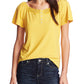 CeCe Women's Lace Short Sleeve Boat Neck Top Yellow Size X-Large