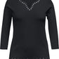 Karen Scott Women's Cotton Split Neck Grommet Top -Black Size S