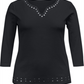 Karen Scott Women's Cotton Split Neck Grommet Top -Black Size S