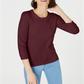 Maison Jules Women's Crewneck 3/4-Sleeve Sweater  - Ruby Wine Red Size XL
