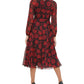 Tommy Hilfiger Women's Floral Chiffon MIDI Dress Black Size 2
