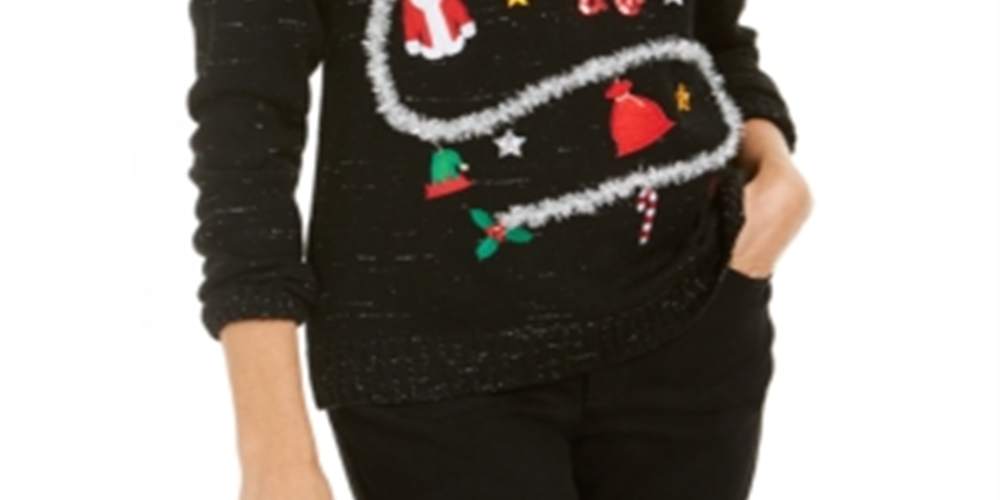 Karen Scott Women's Holiday Sweater Black Size Petite M