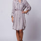 Wanderlux Women's Adjustable Sleeves V Neck Button Down Laxey Shirt Dress PinkSize L