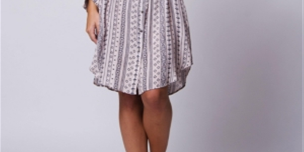 Wanderlux Women's Adjustable Sleeves V Neck Button Down Laxey Shirt Dress PinkSize L