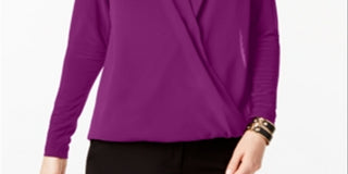 Alfani Women's  Petite Surplice Top Alf Fuchsia Size  PL