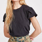 Free People Women's Latte Short Sleeve Tee Black Size X-Small