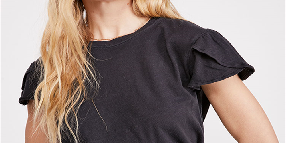 Free People Women's Latte Short Sleeve Tee Black Size X-Small