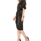 28th & Park Women's  Sequined Short Sleeve V Neck Knee Length Sheath Evening Dress  Black Size 10