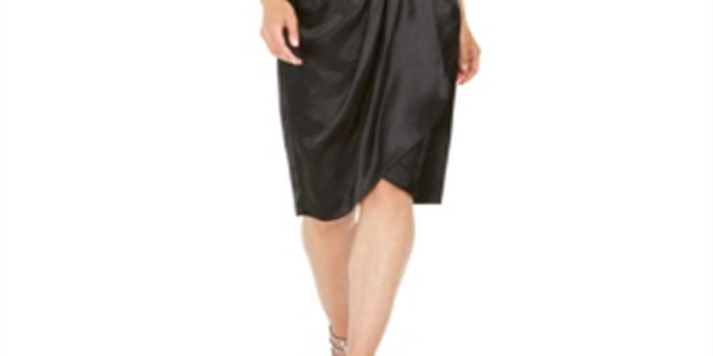 28th & Park Women's  Sequined Short Sleeve V Neck Knee Length Sheath Evening Dress  Black Size 10