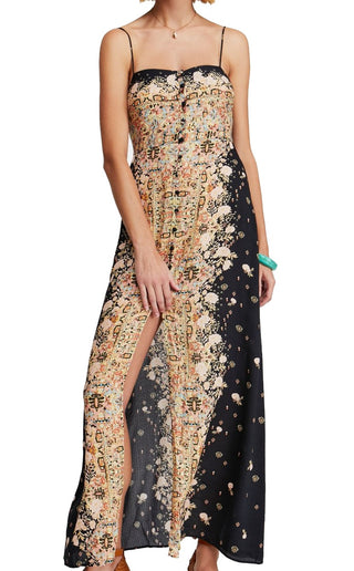 Free People Women's Sleeveless Printed Maxi Dress Black Size XS