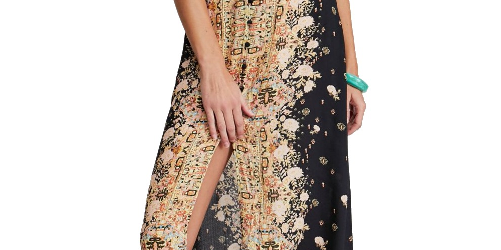 Free People Women's Sleeveless Printed Maxi Dress Black Size XS