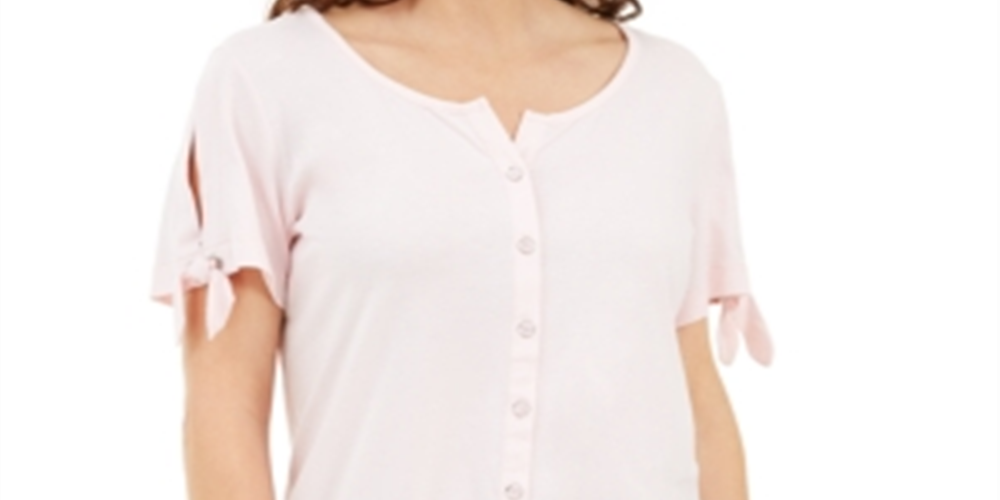 Karen Scott Women's Button-Front Top  Pink Size XL P