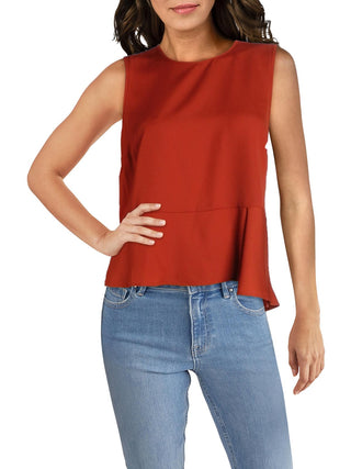 BCBGMaxazria Women's Peplum Asymmetric Blouse Copper Size M